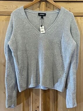 Express Womens Ribbed Vneck Sweater Size Large